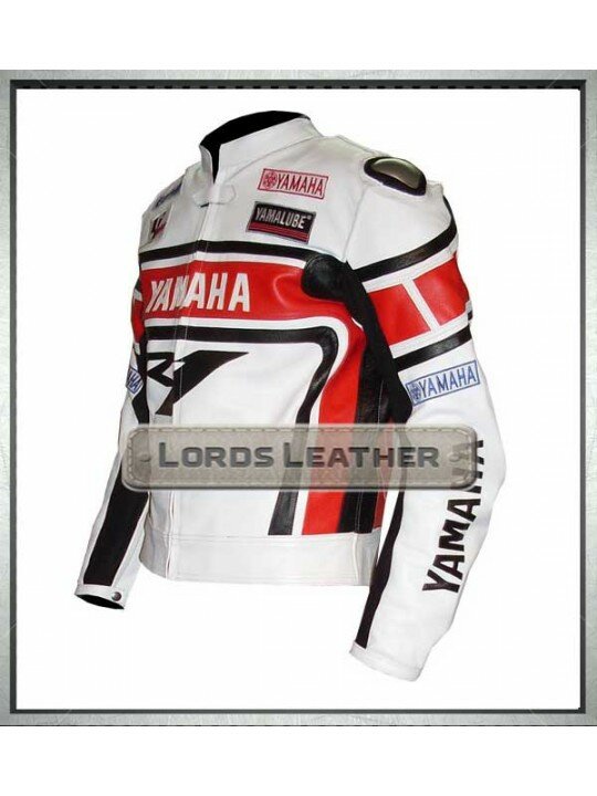 Yamaha R1 Motorbike Biker Men Leather Safety Jacket